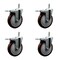Service Caster 5'' Maroon Poly Swivel 7/16'' Stem Caster Set with Total Lock Brake, 4PK SCC-GRTTL20S514-PPUB-MRN-716138-4 - alternate 1